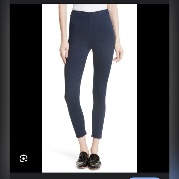 Free People Easy Goes It High Waist Pull on jeggings leggings jeans dark blue 24 - Picture 1 of 12
